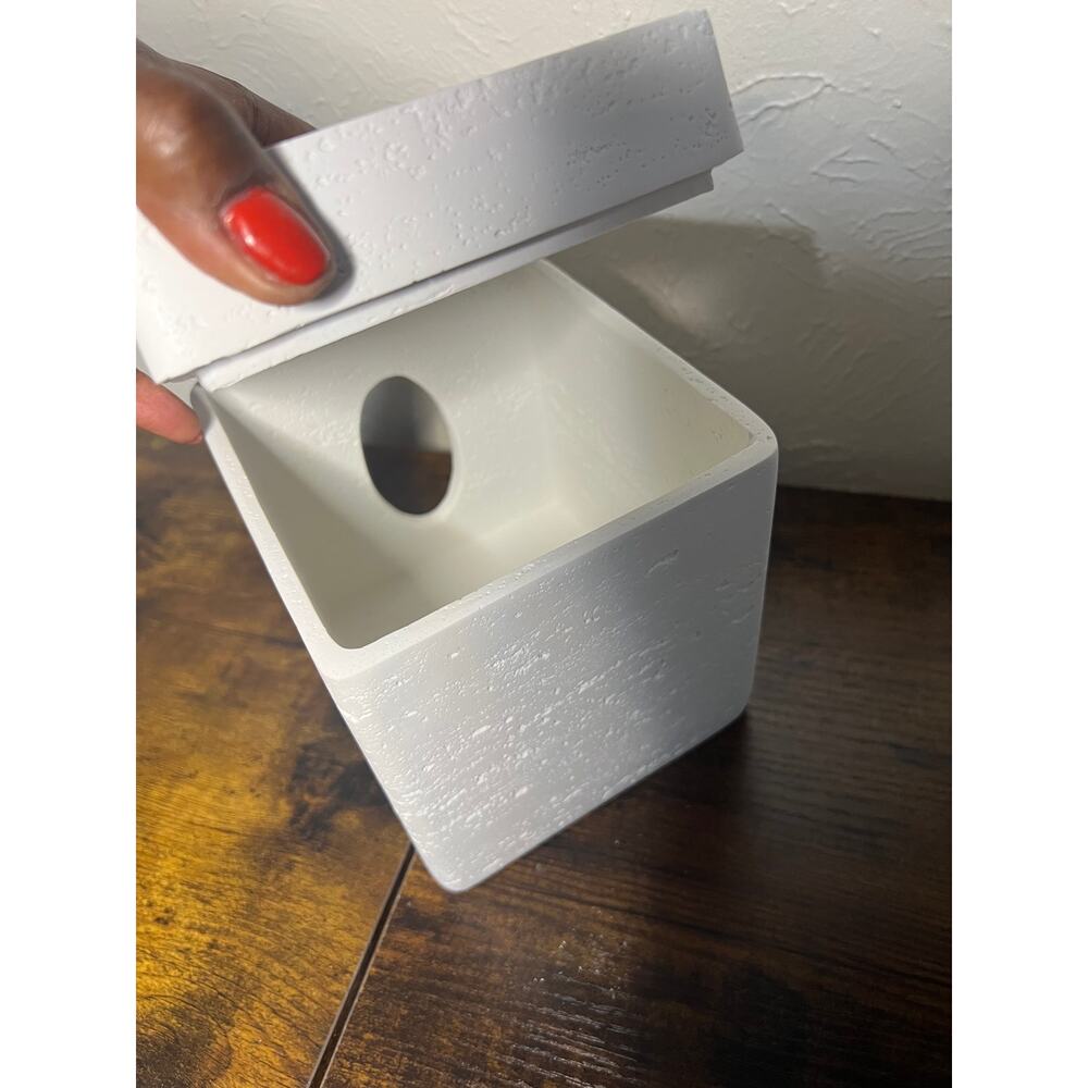 Hymmah Tray Tissue Box Cover Holder Unique Cube Design Tissue Dispenser-White - Picture 12 of 14